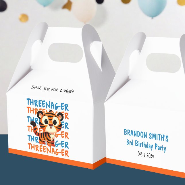 Tiger Threenager Boy 3rd Birthday Party Thank You Favour Box (Tiger Threenager Boy 3rd Birthday Party Thank You Favor Boxes
)