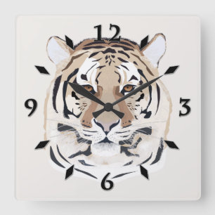 Tiger, tiger face, symbol of 2022 square wall clock