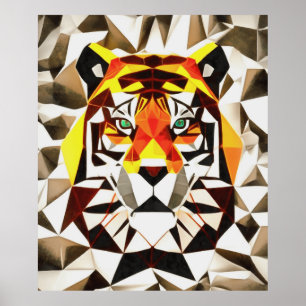 Tiger Tiger Fearful Symmetry Geometric Art Poster
