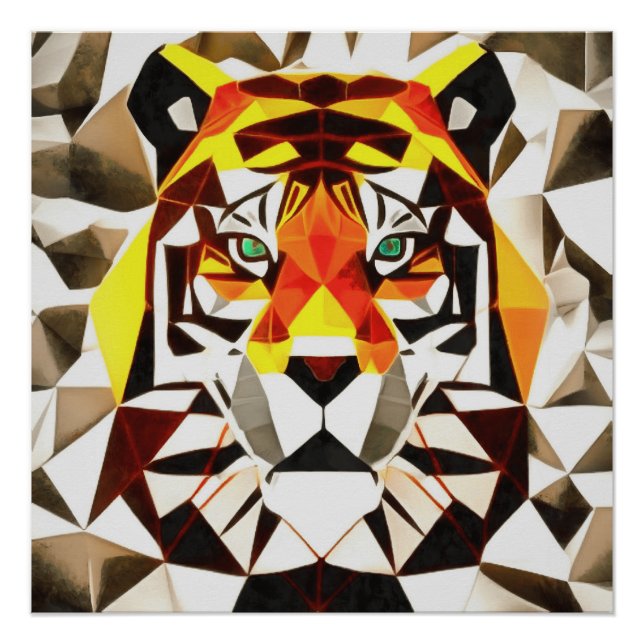 Tiger Tiger Fearful Symmetry Geometric Art Poster (Front)