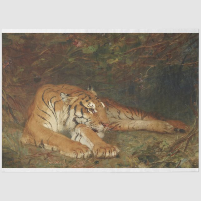 Tiger Tigers At Rest Artwork Art Decoupage Tissue Paper (Front)