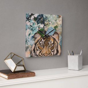 Tiger Time Square Wall Clock