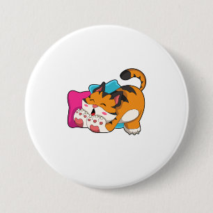 Tiger tired 7.5 cm round badge