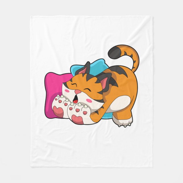 Tiger tired fleece blanket (Front)