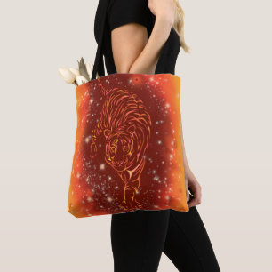 Tiger Tote Bag Running At Galaxy Starry Night