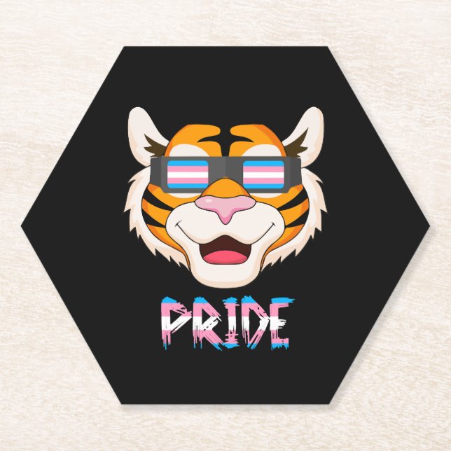 Tiger Transgender Flag Lgbt Paper Coaster (Front)