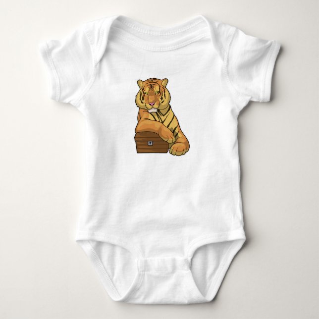 Tiger Treasure chest Baby Bodysuit (Front)