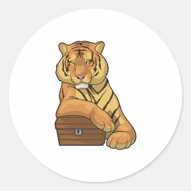 Tiger Treasure chest Classic Round Sticker (Front)