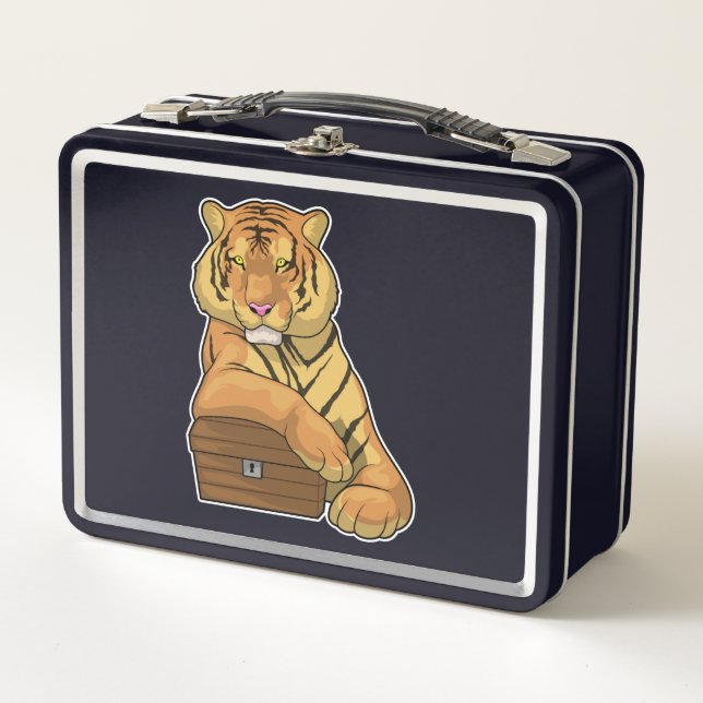 Tiger Treasure chest Metal Lunch Box (Front)