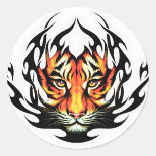 Tiger Tribal Classic Round Sticker