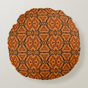 Tiger Tribal Modern Abstract Geometric Round Cushion