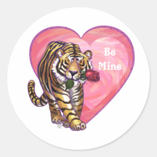 Tiger Valentine's Day Classic Round Sticker