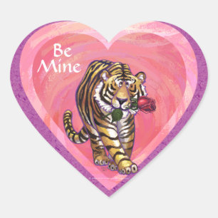 Tiger Valentine's Day Heart Sticker