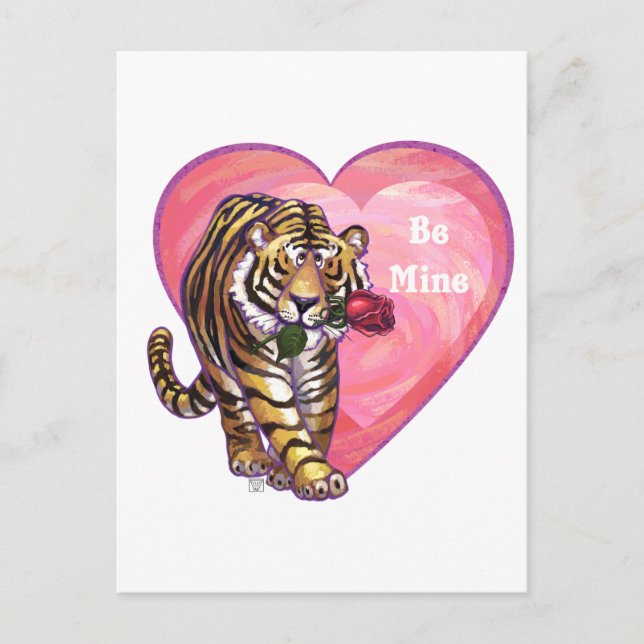 Tiger Valentine's Day Holiday Postcard (Front)