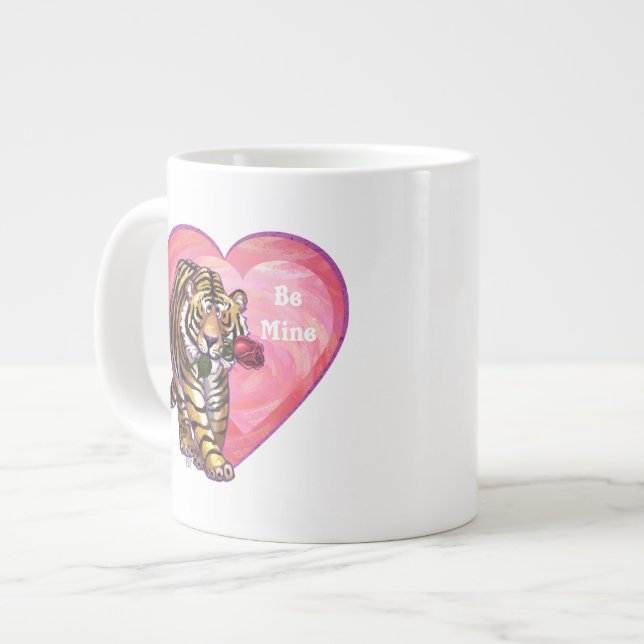 Tiger Valentine's Day Large Coffee Mug (Front Left)