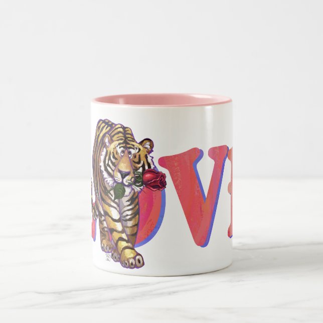 Tiger Valentine's Day Two-Tone Coffee Mug (Center)