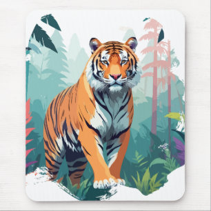 Tiger Vector Art Animal Majestic Nature Wildlife Mouse Mat