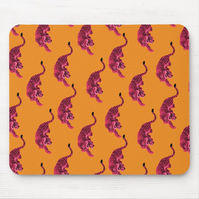 Tiger - Vibrant Pink Mouse Mat (Front)