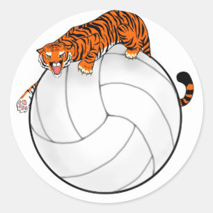 Tiger Volleyball Round Sticker