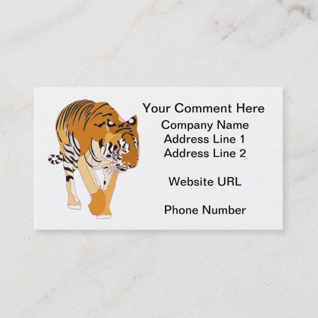 Tiger Walking Customise Business Cards (Front)