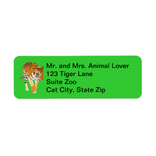 Tiger Walking Digital Painting Address Labels