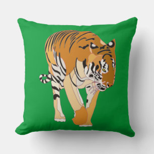 Tiger Walking Digital Painting Custom Pillows