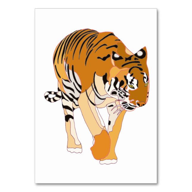 Tiger walking reading flashcards for adults table number (Front)