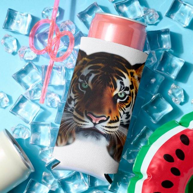 Tiger Watching Seltzer Can Cooler (In Situ Summer)