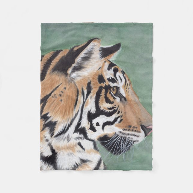 Tiger Watercolor by Miranda Fleece Blanket (Front)
