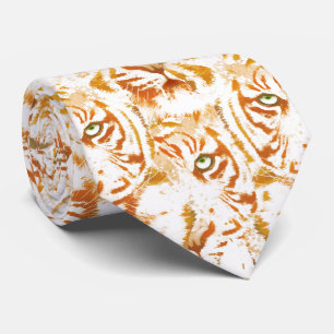 Tiger Watercolor Face Pattern Tie
