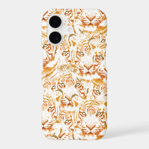 Tiger Watercolor Faces Pattern