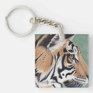 TIGER Watercolor Painting Keychain