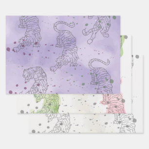 Tiger watercolor pattern Wrapping Paper Sheets