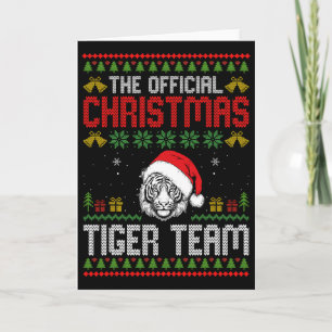 Tiger Wearing Santa Hat Xmas Lights Merry Christma Card