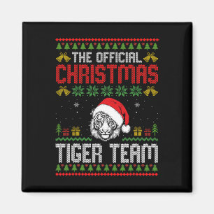 Tiger Wearing Santa Hat Xmas Lights Merry Christma Magnet