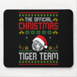 Tiger Wearing Santa Hat Xmas Lights Merry Christma Mouse Mat