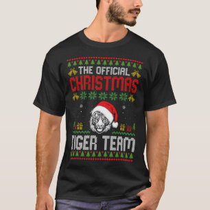 Tiger Wearing Santa Hat Xmas Lights Merry Christma T-Shirt