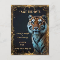 Tiger Wedding Invitation on Black