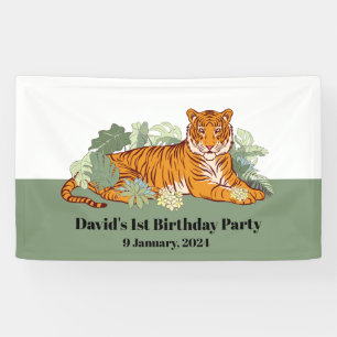 Tiger welcome banner, animal jungle banner