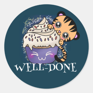 Tiger Well-done Motivation Kids Achievement Classic Round Sticker