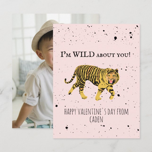 Tiger Wild About You Valentine Classroom Photo Postcard (Front/Back)