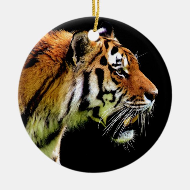 Tiger - Wild Animal Artwork Ceramic Tree Decoration (Front)