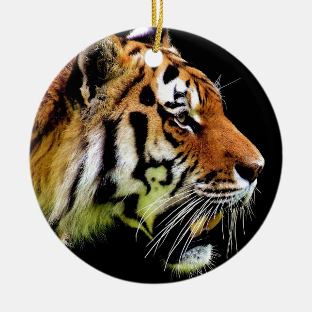 Tiger - Wild Animal Artwork Ceramic Tree Decoration (Front)