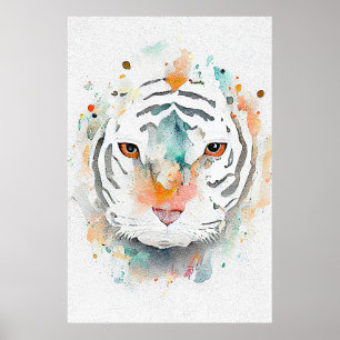 Tiger Wild Animal Nature Watercolor Art Painting Poster