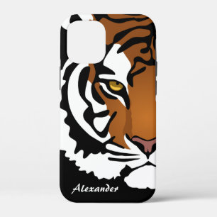 Tiger, Wild Cat on Black iPhone 12 Mini Case