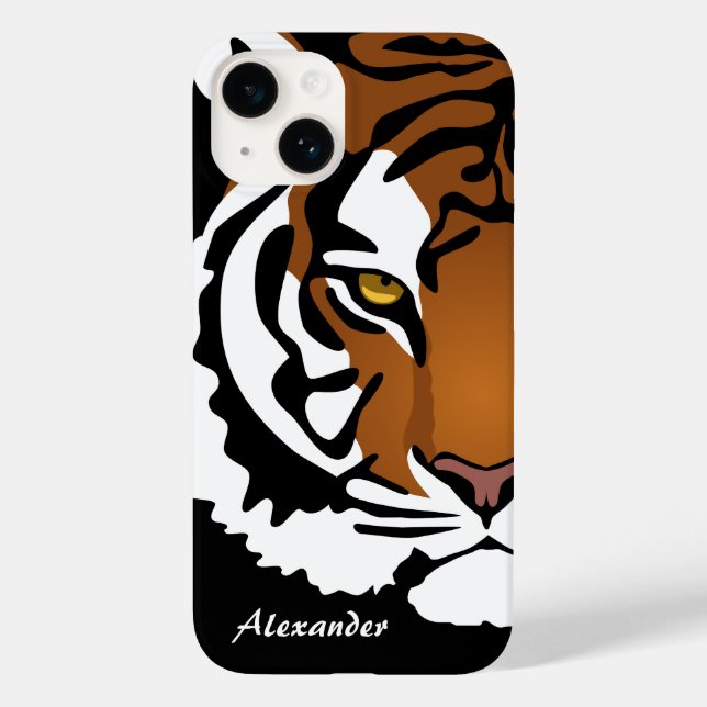Tiger, Wild Cat on Black Case-Mate iPhone Case (Back)