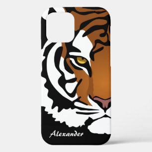 Tiger, Wild Cat on Black iPhone 12 Case