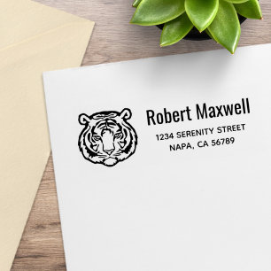 Tiger, Wild Cat Return Address Rubber Stamp