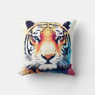 Tiger Wild Nature Animal Color Art Painting Cushion