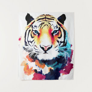 Tiger Wild Nature Animal Color Art Painting Tapestry